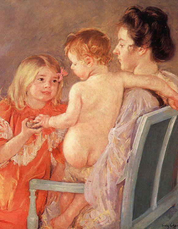 Mary Cassatt Sara Handing a Toy to the Baby oil painting picture
